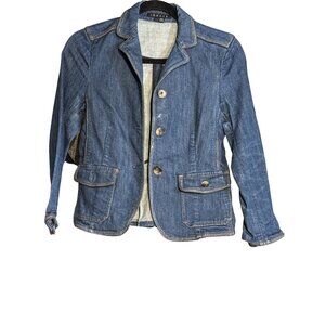 Theory Womens Denim Blazer Jacket Patty L Louisiana Style Size S Blue Button Fro